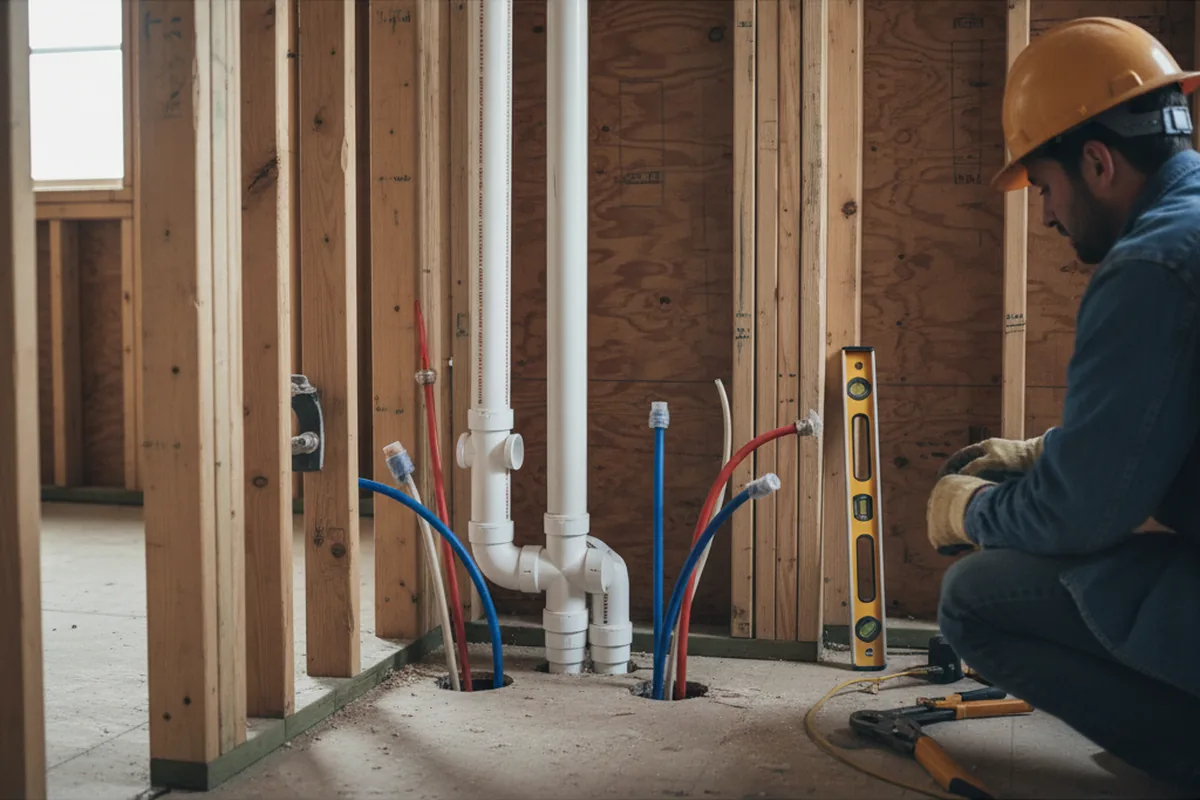 Drain and supply rough-in during Toilet Repair and Installation in Hamlin