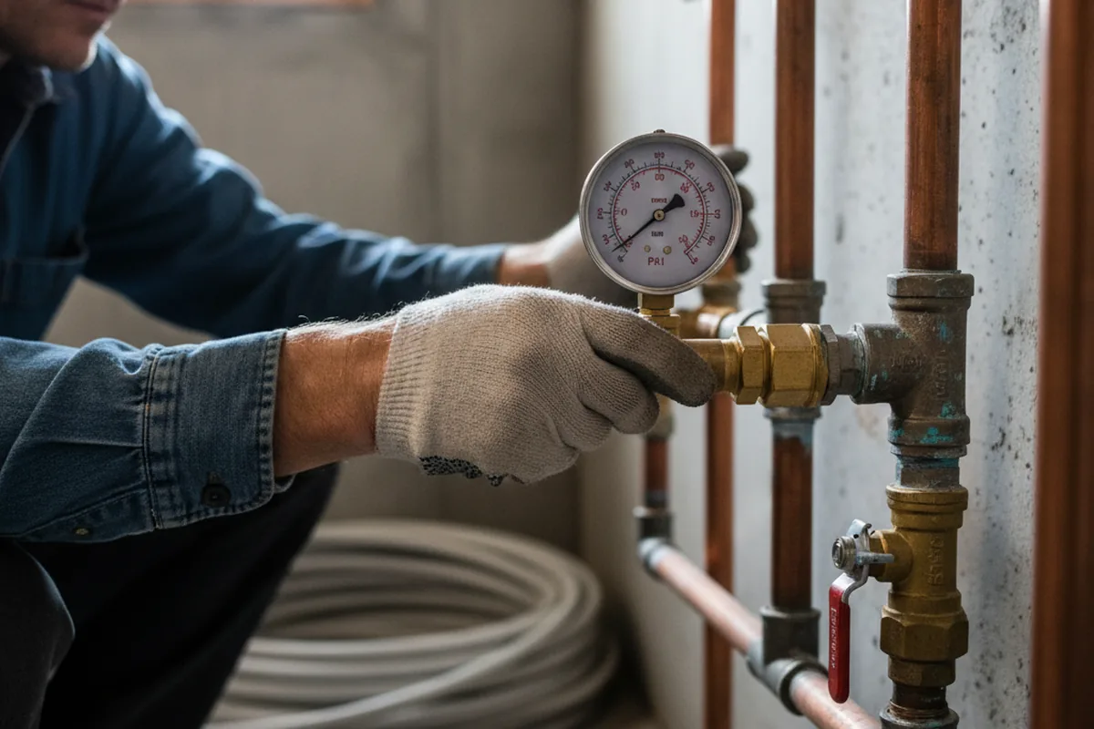 Pressure testing a repaired line during Water Line Repair in Hamlin